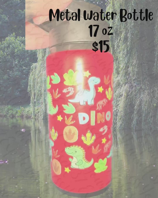 Red Metal Dino Bottle